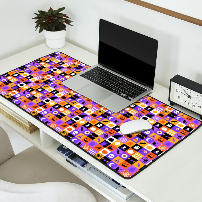 Geometric halloween mosaic pattern Desk Mat Gallery Image 2
