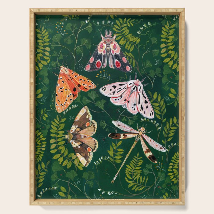 Moths and dragonfly Serving Tray Gallery Image 1
