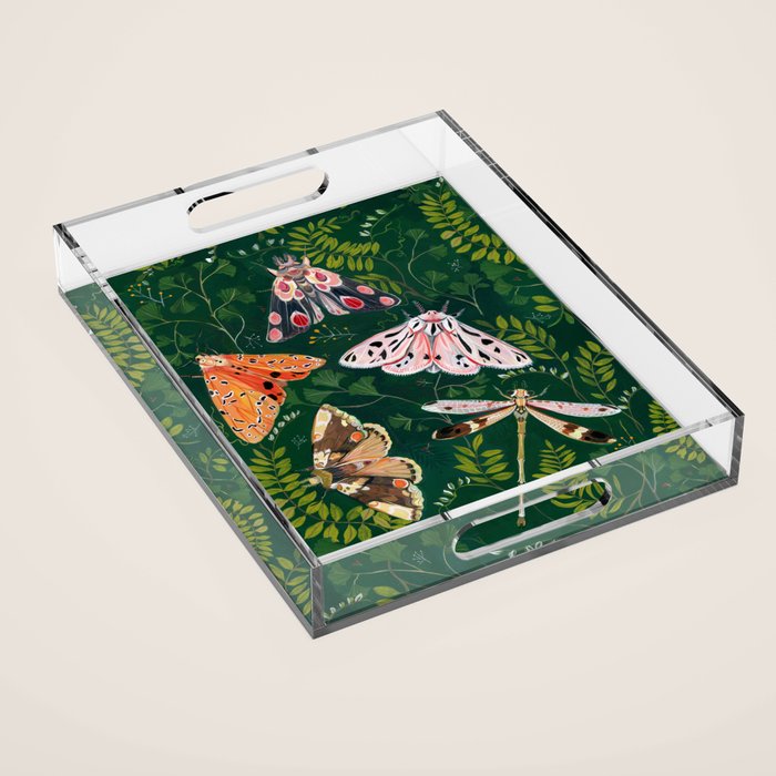 Moths and dragonfly Acrylic Tray Gallery Image 1