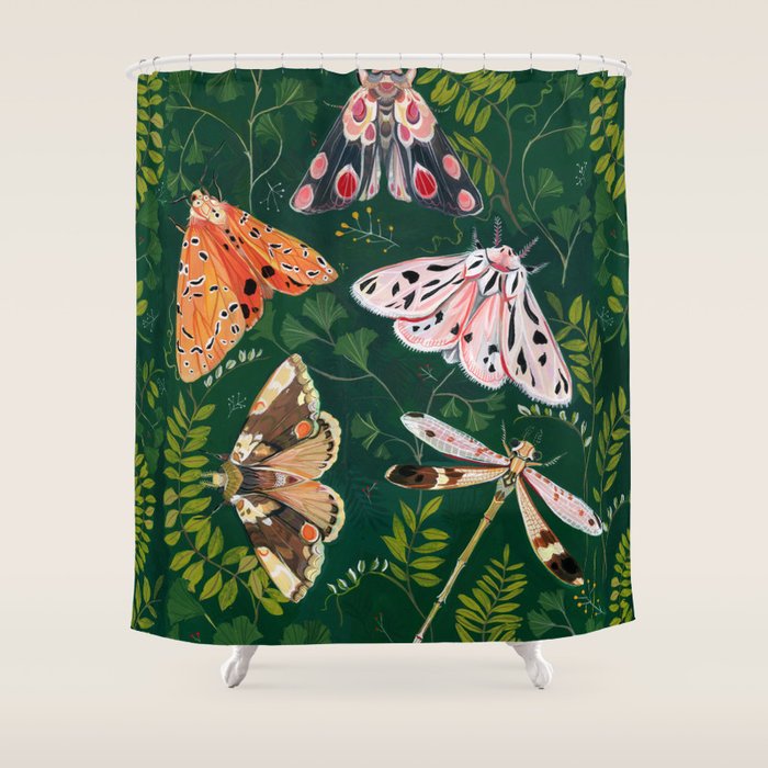 Moths and dragonfly Shower Curtain Gallery Image 1