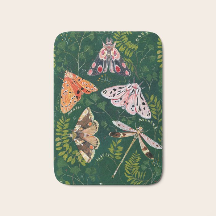Moths and dragonfly Bath Mat Gallery Image 1