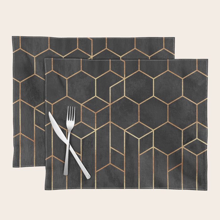 Black Hexagons Placemat Gallery Image 1