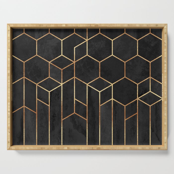 Black Hexagons Serving Tray Gallery Image 1