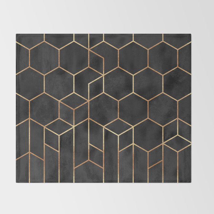 Black Hexagons Throw Blanket Gallery Image 2