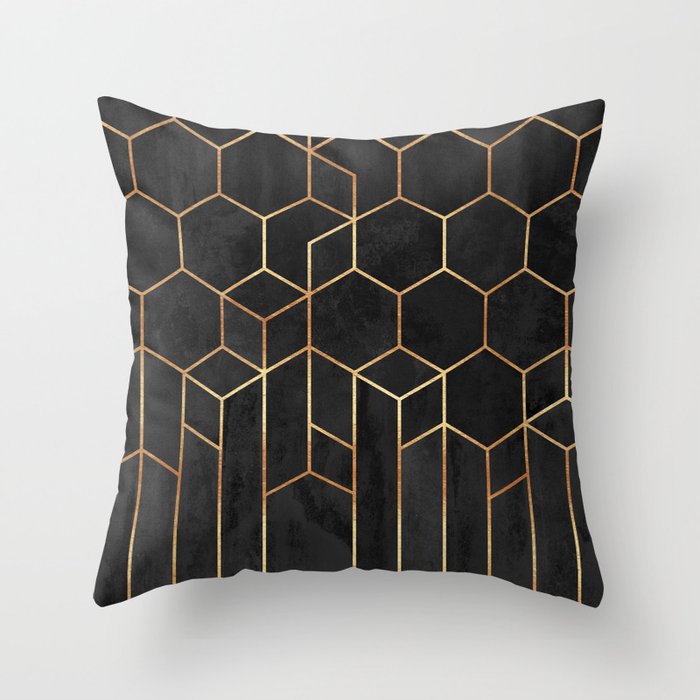 Black Hexagons Throw Pillow Gallery Image 1