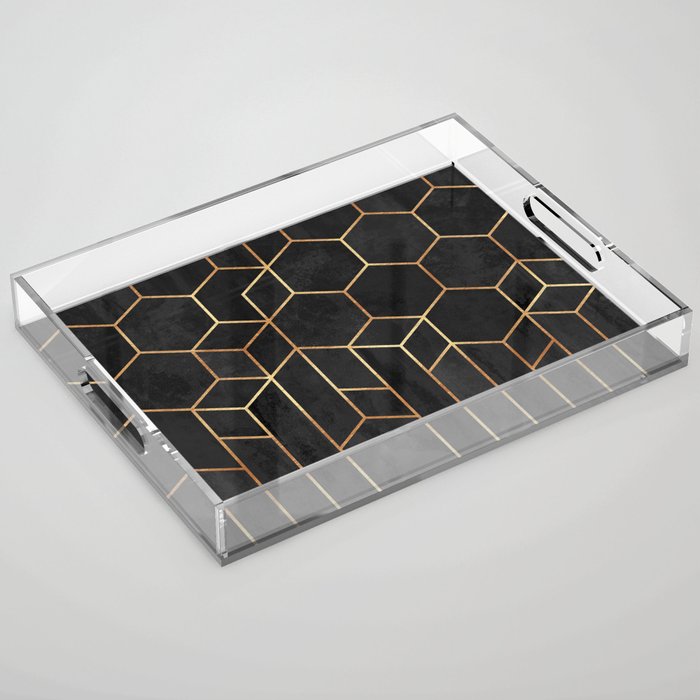 Black Hexagons Acrylic Tray Gallery Image 1