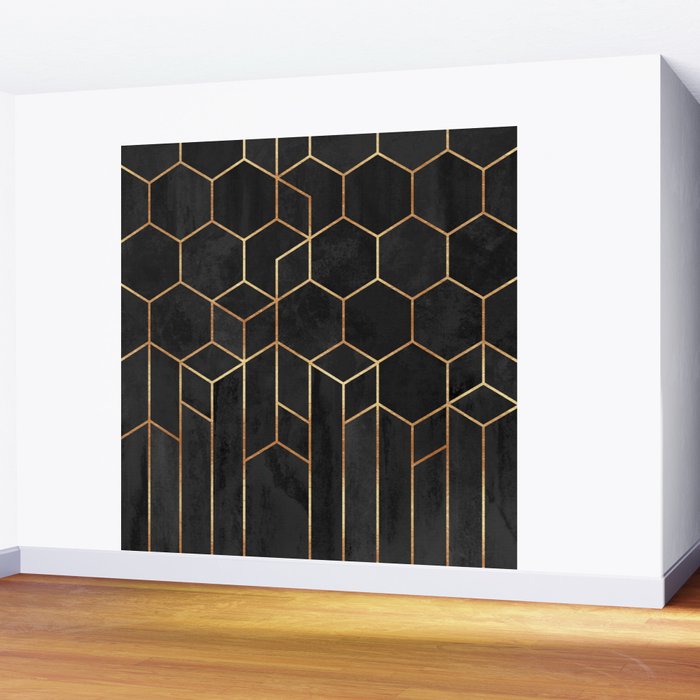 Black Hexagons Wall Mural Gallery Image 2