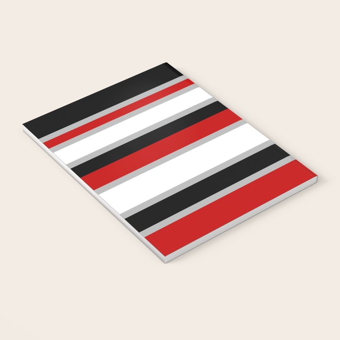 Modern Horizontal Stripes // Red, Gray, Black and White Notebook Gallery Image 3