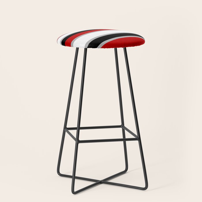 Modern Horizontal Stripes // Red, Gray, Black and White Stool Gallery Image 1