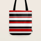 Modern Horizontal Stripes // Red, Gray, Black and White Tote Bag Gallery Image 1