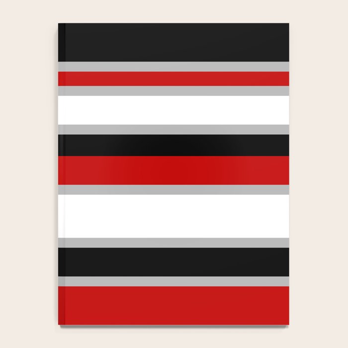 Modern Horizontal Stripes // Red, Gray, Black and White Notebook Gallery Image 4