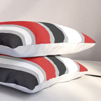Modern Horizontal Stripes // Red, Gray, Black and White Pillow Sham Gallery Image 3