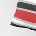 Modern Horizontal Stripes // Red, Gray, Black and White Pillow Sham Gallery Image 4