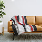 Modern Horizontal Stripes // Red, Gray, Black and White Throw Blanket Gallery Image 1