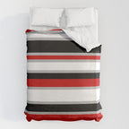 Modern Horizontal Stripes // Red, Gray, Black and White Duvet Cover Gallery Image 6