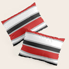 Modern Horizontal Stripes // Red, Gray, Black and White Pillow Sham Gallery Image 3