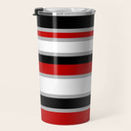 Modern Horizontal Stripes // Red, Gray, Black and White Travel Mug Gallery Image 3