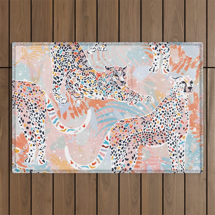 Colorful Wild Cats Outdoor Rug Gallery Image 1