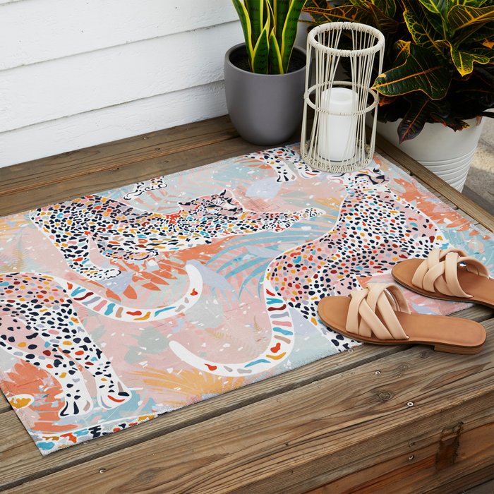 Colorful Wild Cats Outdoor Rug Gallery Image 2