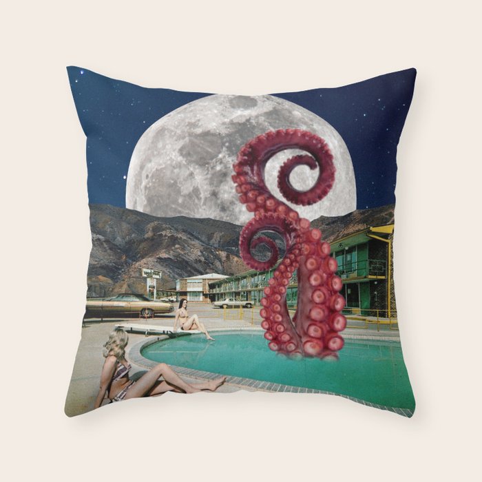 Octopus in the pool Throw Pillow Gallery Image 1
