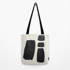 Mid Century Modern Minimalist Abstract Art Brush Strokes Black & White Ink Art Square Shapes Tote Bag Gallery Image 2