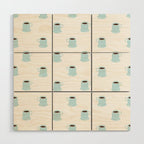 Retro coffee cup cartoon pattern Wood Wall Art Gallery Image 1