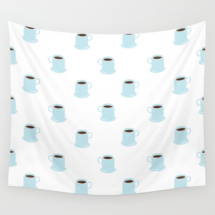 Retro coffee cup cartoon pattern Wall Tapestry Gallery Image 1