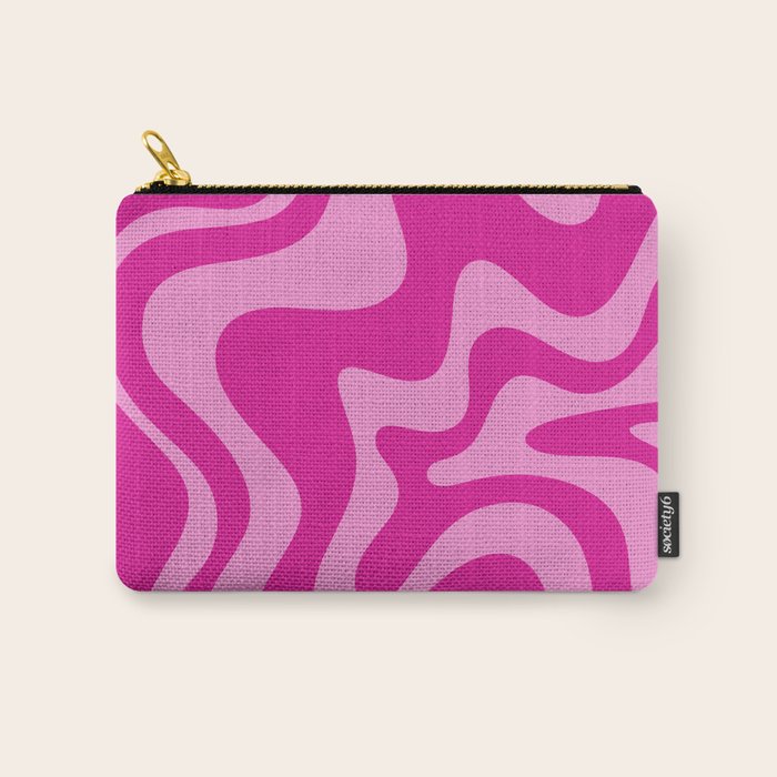 Retro Liquid Swirl Abstract Pattern in Y2K Deep Pinks Carry All Pouch Gallery Image 1