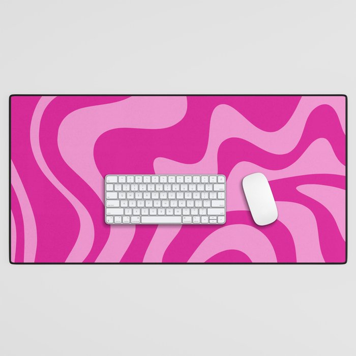 Retro Liquid Swirl Abstract Pattern in Y2K Deep Pinks Desk Mat Gallery Image 1