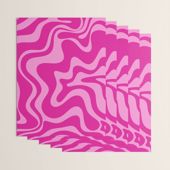 Retro Liquid Swirl Abstract Pattern in Y2K Deep Pinks Wrapping Paper Gallery Image 3