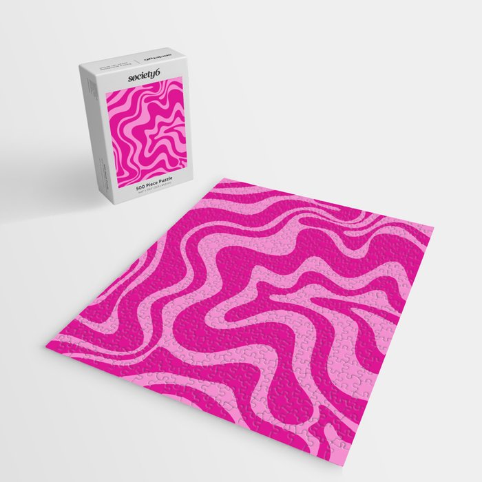 Retro Liquid Swirl Abstract Pattern in Y2K Deep Pinks Jigsaw Puzzle Gallery Image 2