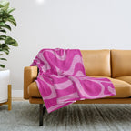 Retro Liquid Swirl Abstract Pattern in Y2K Deep Pinks Throw Blanket Gallery Image 1