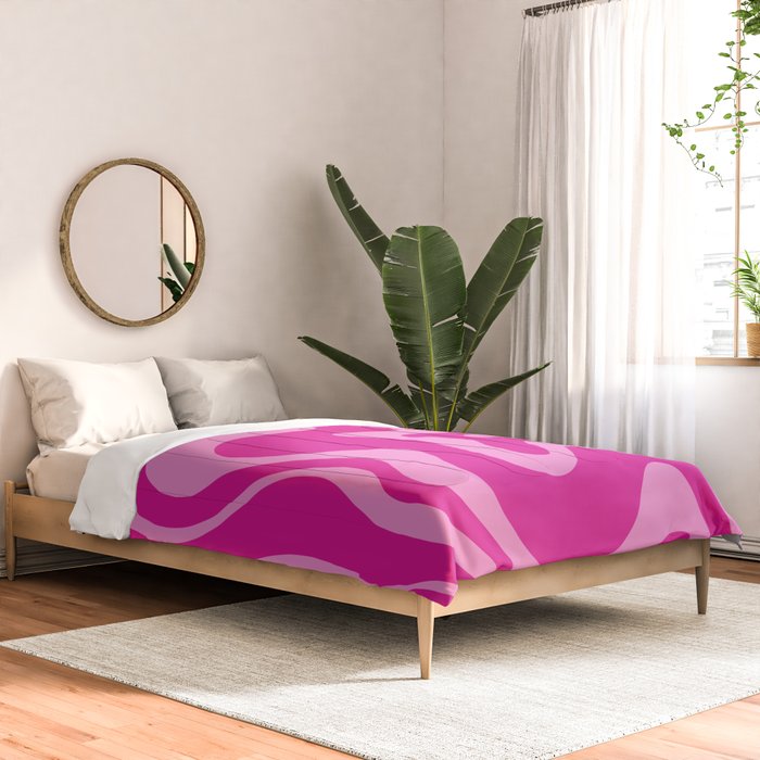Retro Liquid Swirl Abstract Pattern in Y2K Deep Pinks Comforter Gallery Image 2