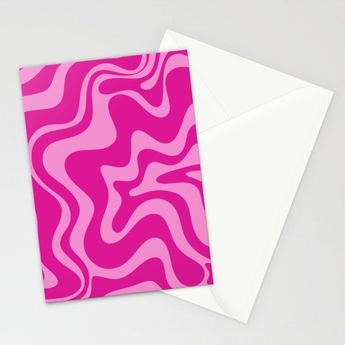 Retro Liquid Swirl Abstract Pattern in Y2K Deep Pinks Stationery Card Gallery Image 2