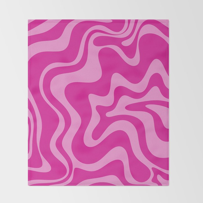 Retro Liquid Swirl Abstract Pattern in Y2K Deep Pinks Throw Blanket Gallery Image 2