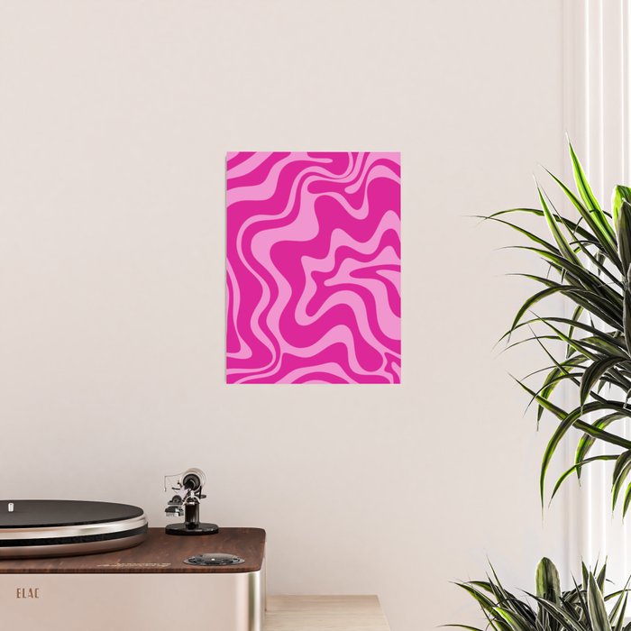Retro Liquid Swirl Abstract Pattern in Y2K Deep Pinks Poster Gallery Image 2