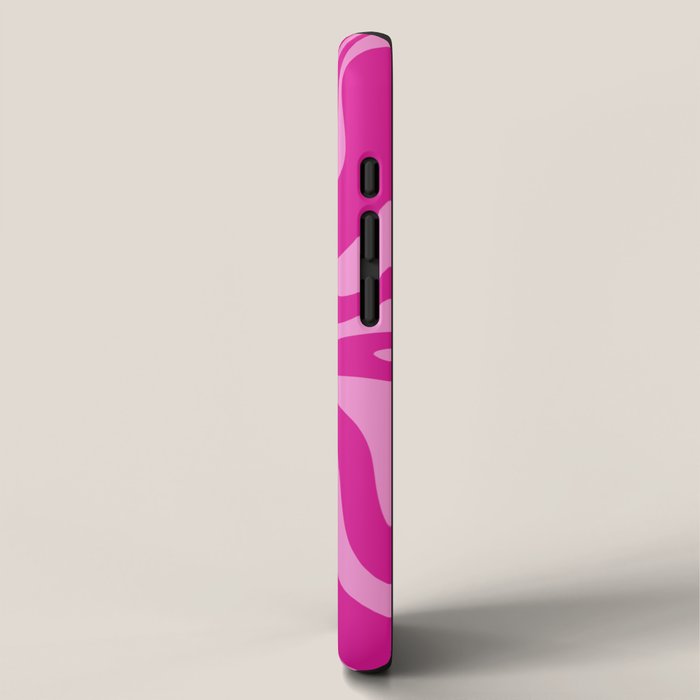 Retro Liquid Swirl Abstract Pattern in Y2K Deep Pinks iPhone Case Gallery Image 2