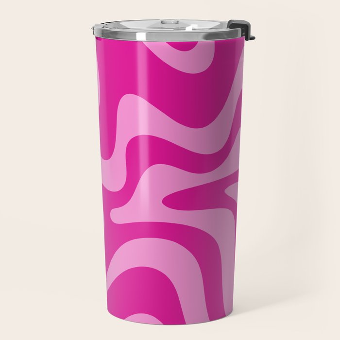 Retro Liquid Swirl Abstract Pattern in Y2K Deep Pinks Travel Mug Gallery Image 2
