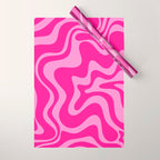 Retro Liquid Swirl Abstract Pattern in Y2K Deep Pinks Wrapping Paper Gallery Image 1