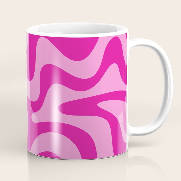 Retro Liquid Swirl Abstract Pattern in Y2K Deep Pinks Coffee Mug Gallery Image 1