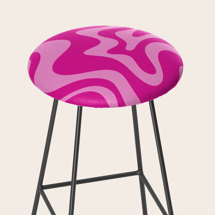 Retro Liquid Swirl Abstract Pattern in Y2K Deep Pinks Stool Gallery Image 2