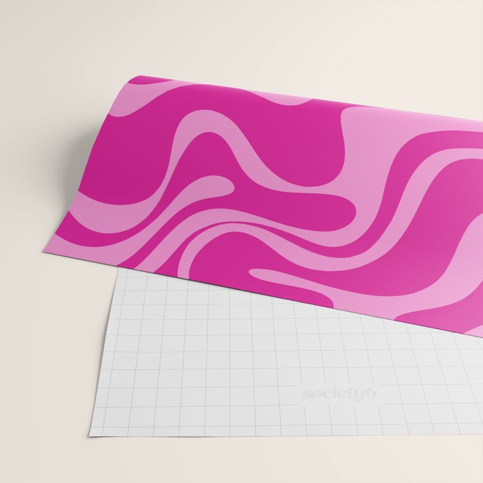 Retro Liquid Swirl Abstract Pattern in Y2K Deep Pinks Wrapping Paper Gallery Image 2