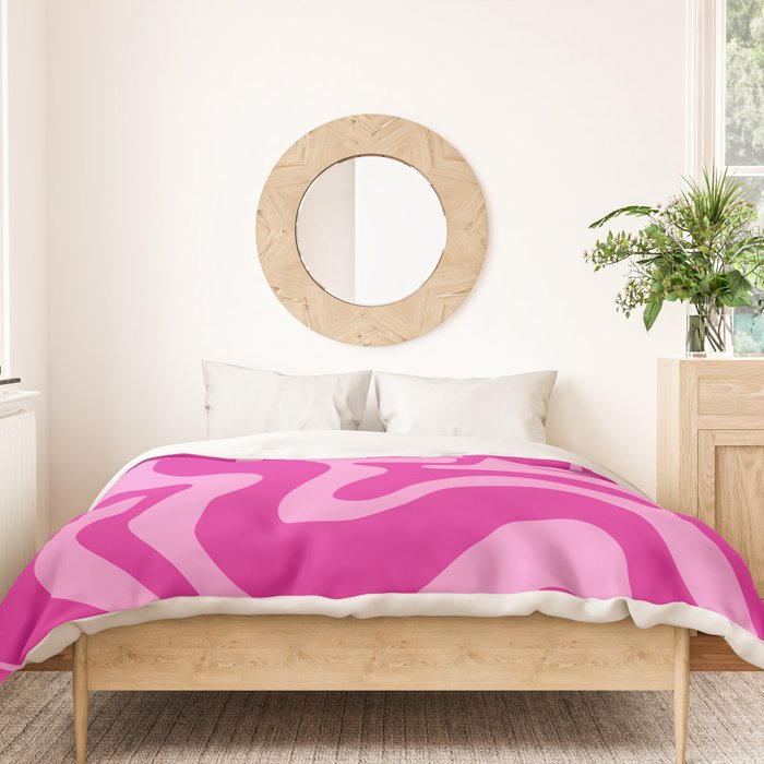 Retro Liquid Swirl Abstract Pattern in Y2K Deep Pinks Duvet Cover Gallery Image 3