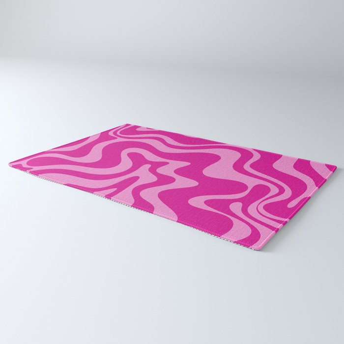 Retro Liquid Swirl Abstract Pattern in Y2K Deep Pinks Rug Gallery Image 3