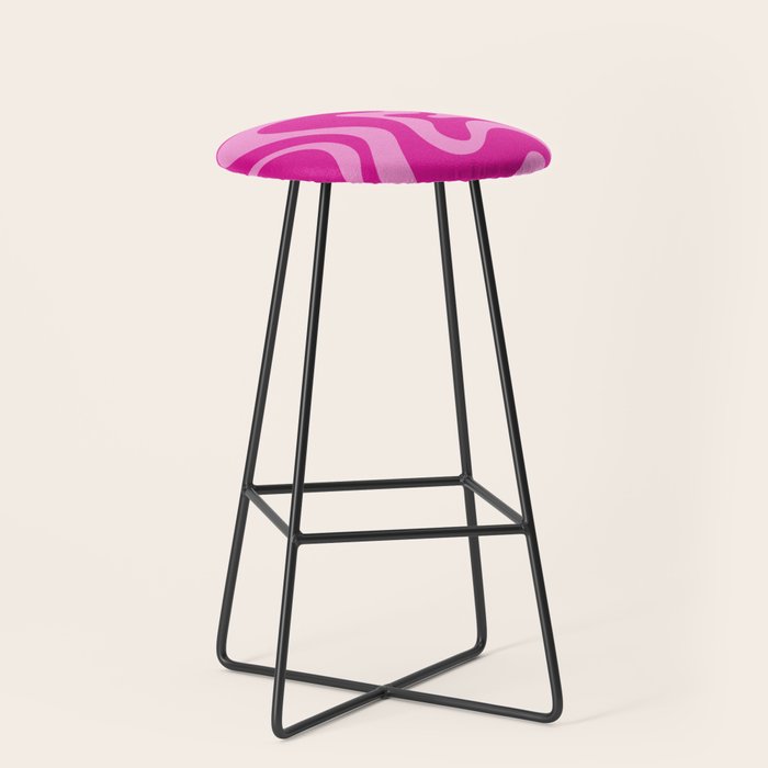 Retro Liquid Swirl Abstract Pattern in Y2K Deep Pinks Stool Gallery Image 1