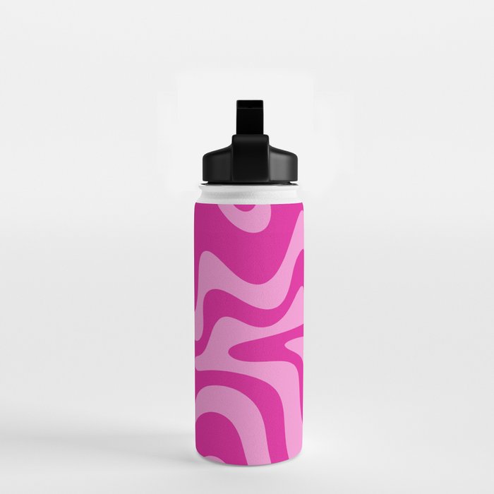 Retro Liquid Swirl Abstract Pattern in Y2K Deep Pinks Water Bottle Gallery Image 2