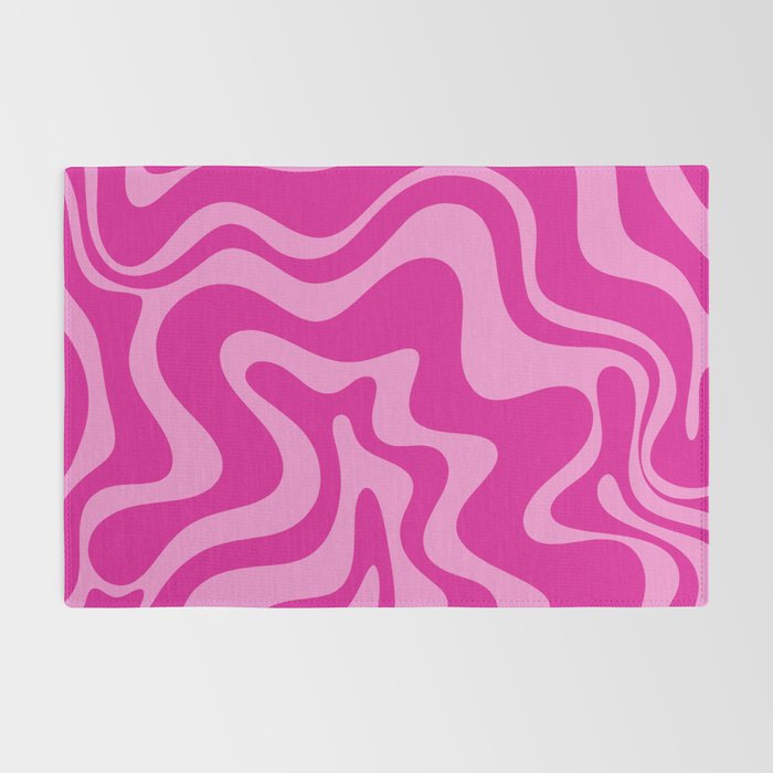 Retro Liquid Swirl Abstract Pattern in Y2K Deep Pinks Rug Gallery Image 2