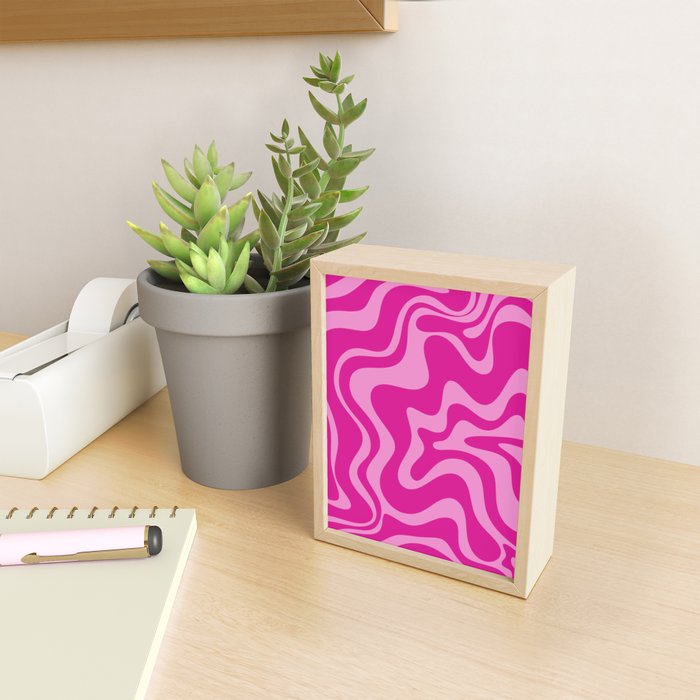 Retro Liquid Swirl Abstract Pattern in Y2K Deep Pinks Mini Art Print Gallery Image 2