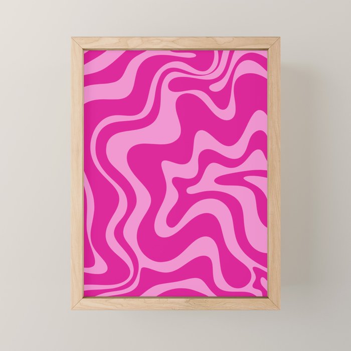 Retro Liquid Swirl Abstract Pattern in Y2K Deep Pinks Mini Art Print Gallery Image 1