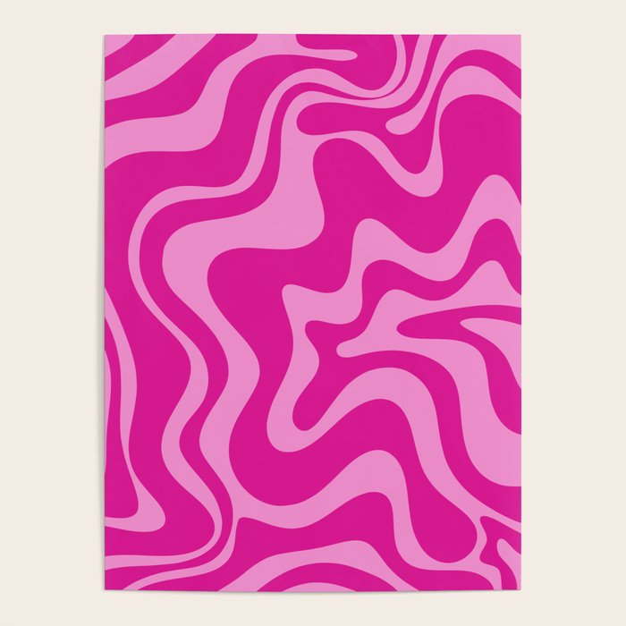 Retro Liquid Swirl Abstract Pattern in Y2K Deep Pinks Poster Gallery Image 4